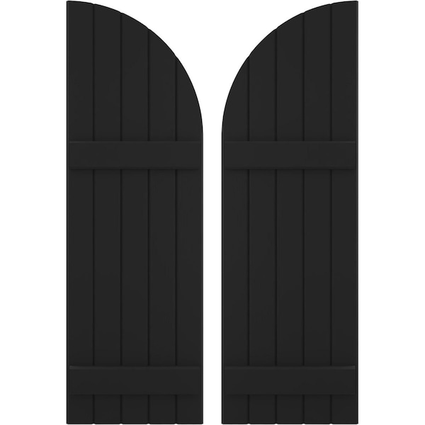 Ekena Millwork Americraft 5-Board (2 Batten) Wood Joined Board-n-Batten Shutters w/ Arch Top, ARW101BQ518X77BLH, PR ARW101BQ518X77BLH - main